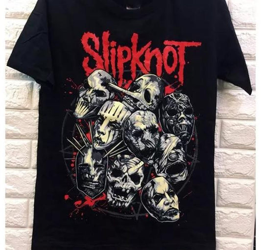 Vintage 90s Slipknot Band Short Sleeve Black Cotton T-shirt