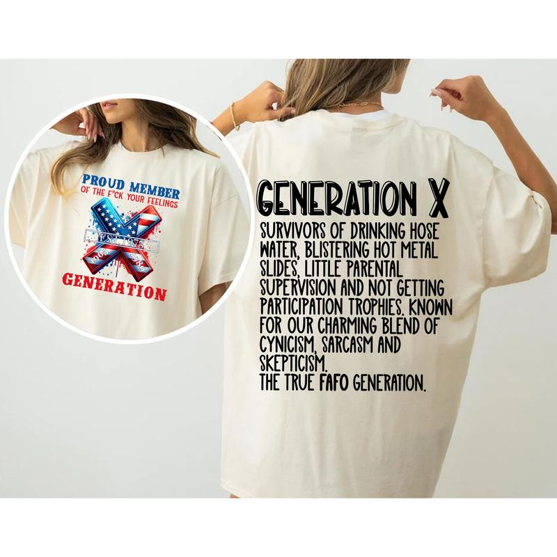Custom Year Gen X 2 Side T-shirt, 1965-1980 Gen X Proud Member Flag Shirt, Hose Water and Neglect Flag Gen X Shirt
