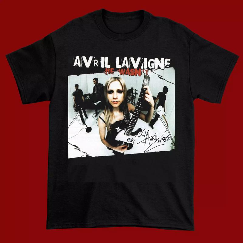 Avril Lavigne He Wasn't Signature Black Cotton T-shirt All Size