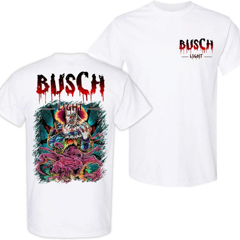 BUSCH LIGHT, BEER, Halloween, Busch Light Stephen King T-Shirt, Comfort Colors Shirt, Casual Graphic Round Neck T-shirt for Summer, Fashion Top for Da