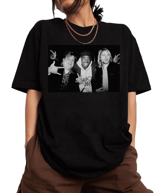 Tupac Shakur Chris Farley And Kurt Cobain Shirt, Vintage Tupac Shakur Shirt, 2pac 90s Shirt, 2,Unisex Cotton Graphic Tee