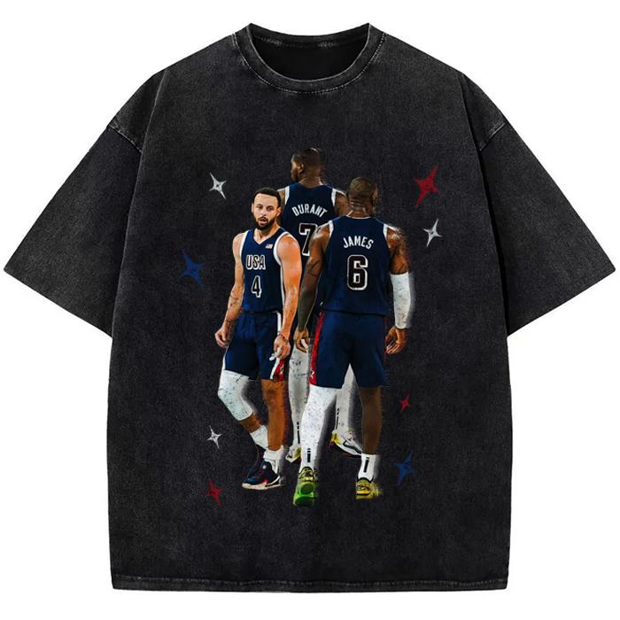 Stephen Curry Bron Durant BIG 3 USA World Champ Custom Graphic Tee