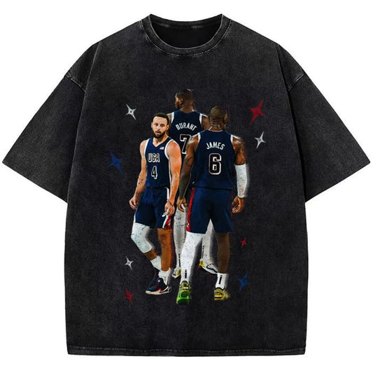 Stephen Curry Bron Durant BIG 3 USA World Champ Custom Graphic Tee