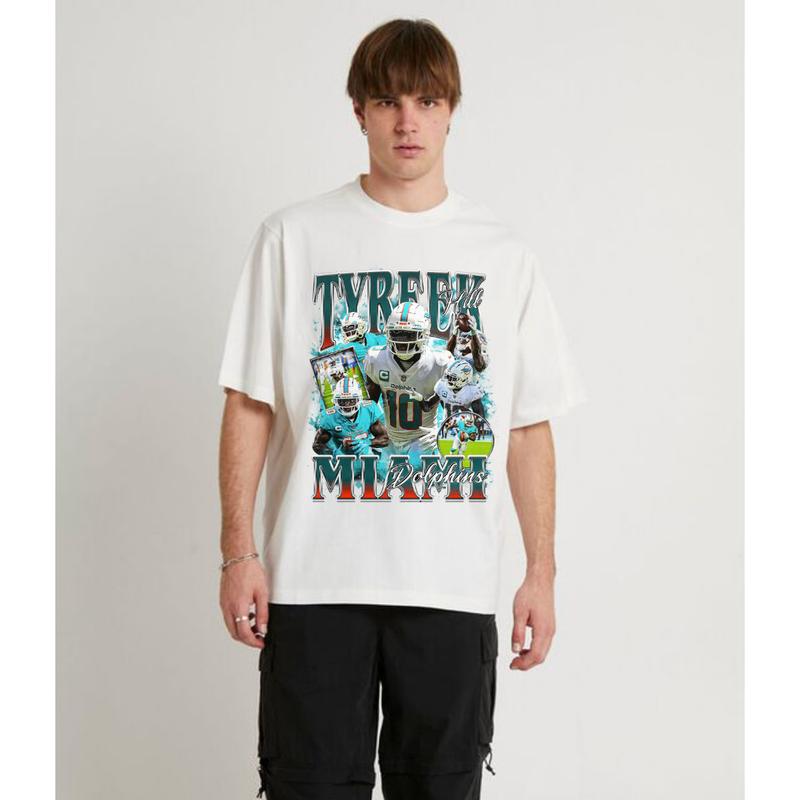 Tyreek Hill Miami Vintage Graphic T-Shirt Cotton Short-sleeve Retro Streetwear Tshirt Menswear Top Shortsleeve Underwear Human Baseball t shirt