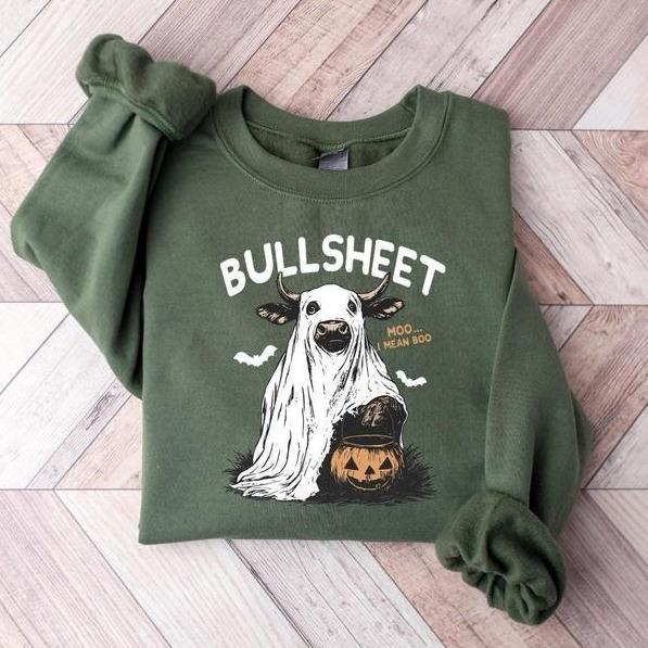 Bullsheet Halloween Sweatshirt, Halloween Bullsheet Moo I Mean Boo Shirt, Ghost Cow Sweatshirt, Halloween Sweatshirt, Bullsheet Cow Shirt, Halloween G