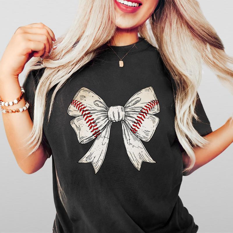 Comfort Colors Shirt, Coquette Baseball Softball Bow Shirt, Cute Baseball Mama Shirt, Mothers day Gifts For Baseball Mom, Gift For Baseball Lover Tees