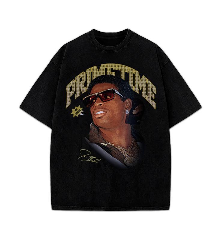 Deion Sanders - Prime Time We Coming Coach Prime Vintage Graphic T Shirt Crewneck Cotton