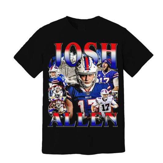 Vintage Josh Allen T-Shirt, American Football Merch, Buffalo Shirt, Perfect for Fans of Buffalo, Gildan Full Size Color