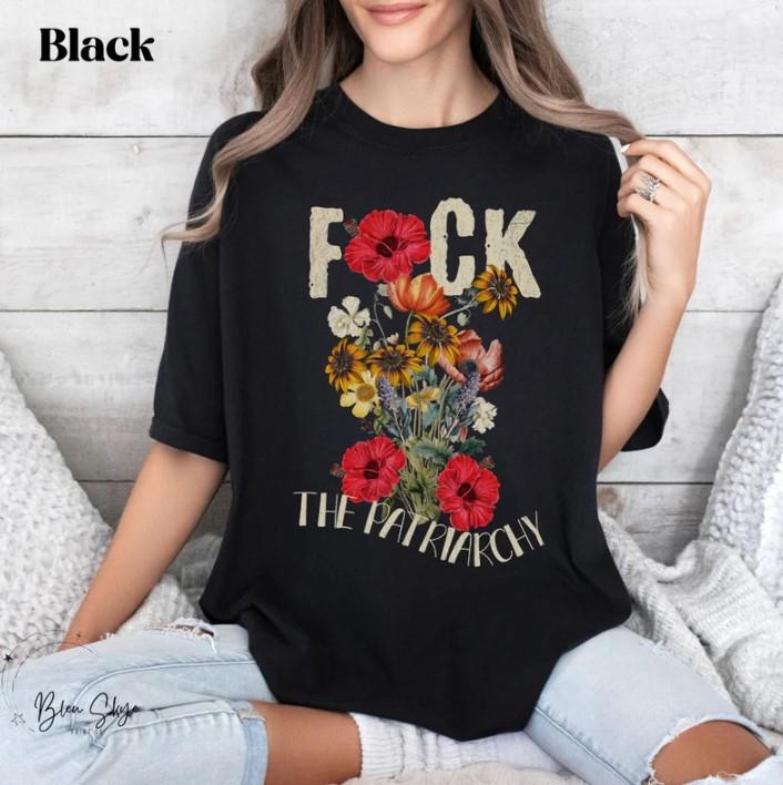 Fck The Patriarchy Shirt Wildflower Feminist Tshirt Distressed Feminism T-Shirt