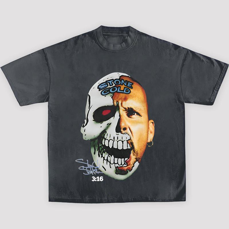 STONE COLD TEE, Wrestling Graphic Shirt, WWE Tee, Sports T-shirt, Athlete Shirt, Wrestling Gift, Fitness Tee, Crewneck Clothing Cotton Menswear