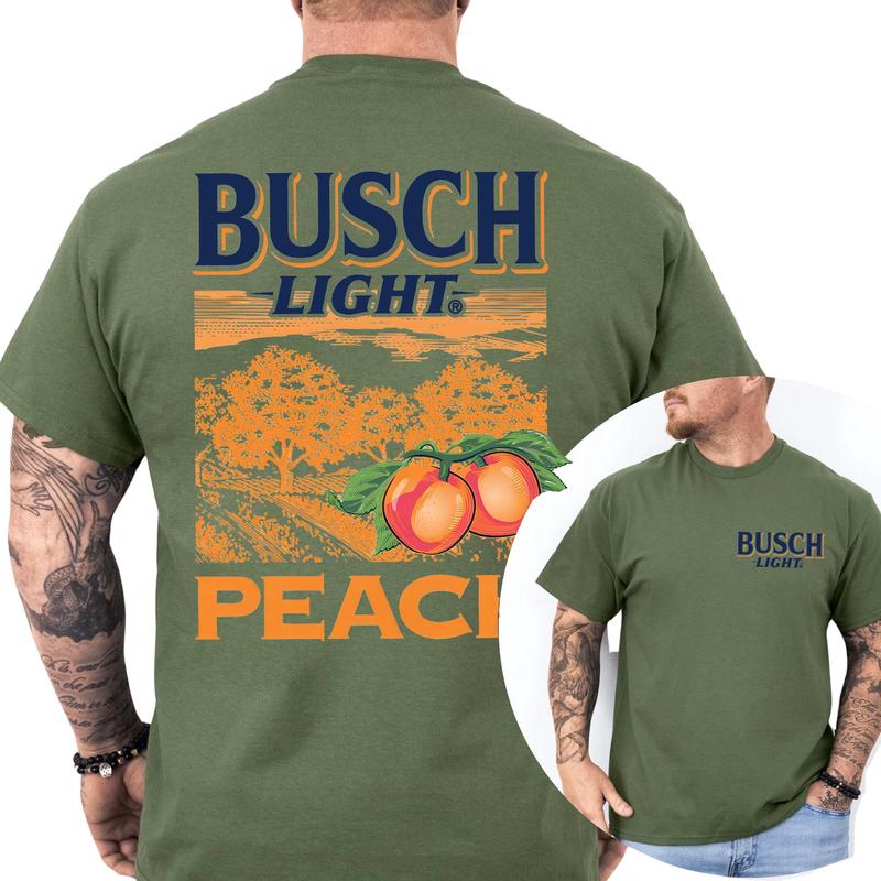 Busch Light Peach Scenic 2 Sided T-Shirt, Beer Drinking Gift For Men, Drink Shirt, Unisex Drinker Tee, Soft Fabric Casual Menswear, Classic Cotton Top
