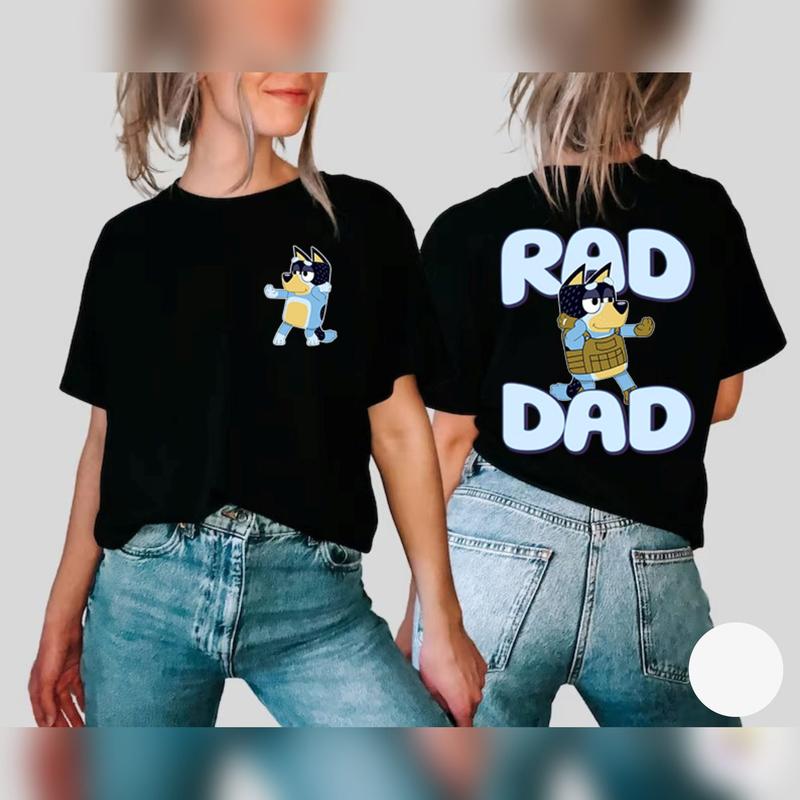 Bluey Rad Dad T-Shirt, Bluey Shirt  Bandit Shirt, Gift For Dad  Bluey Hawaiian Shirt, Bluey Dad Life Shirt, Bluey Family Shirt