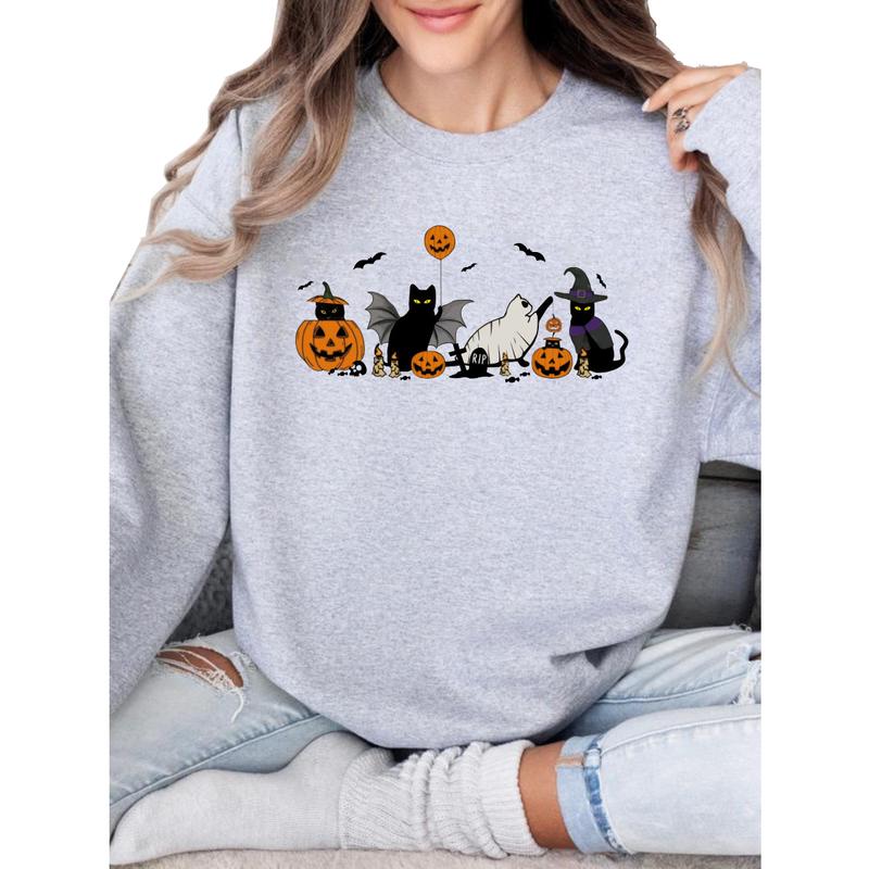 Halloween Cats Sweater - Cute Cat Halloween, Perfect for Pet Lovers Sweatshirt Unisex