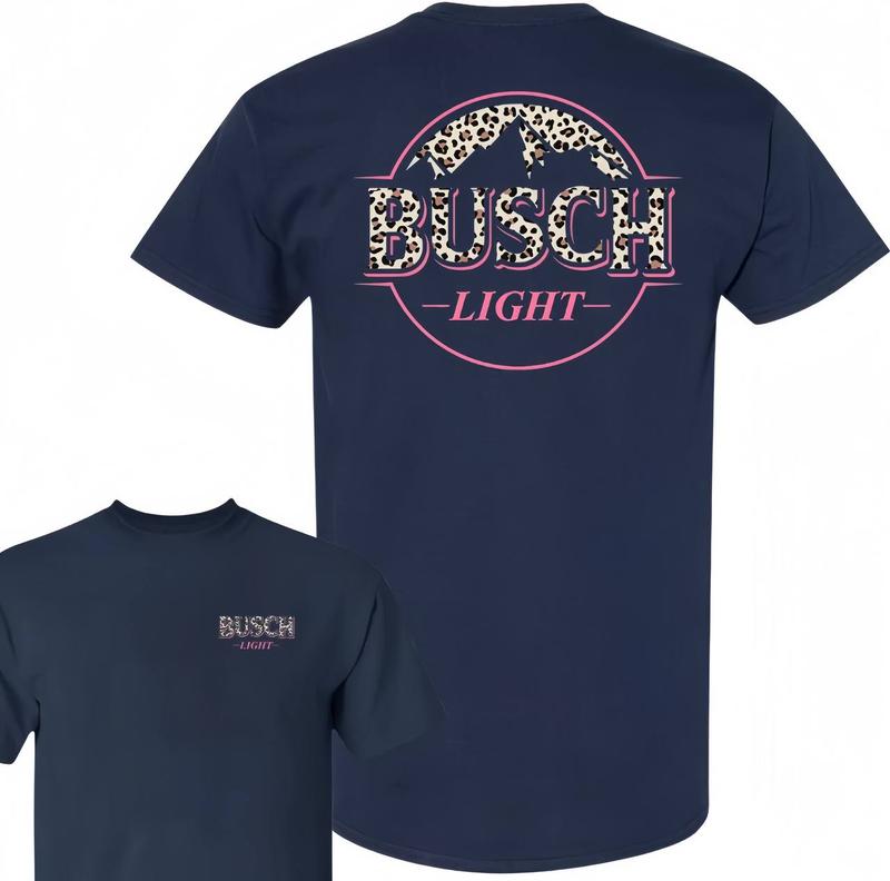 Busch Light Logo Cotton T-shirt, Summer Tee, Full Color, Clothing For Men, For Women