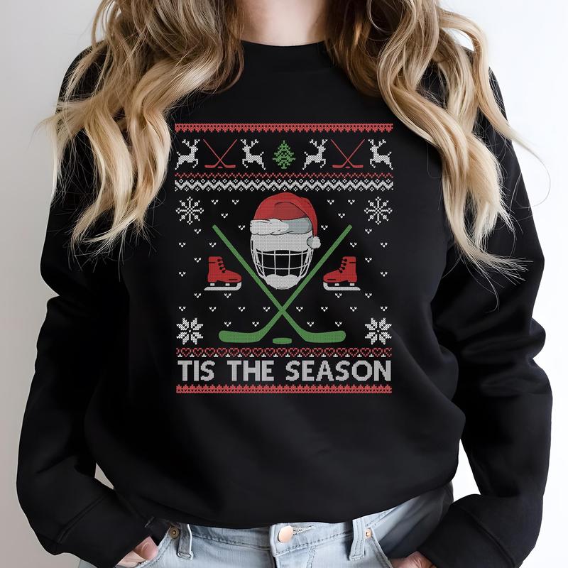 Tis The Season Hockey Ugly Sweatshirt, Christmas Hockey Sweatshirt, Christmas Gift For Hockey Player OV9SK