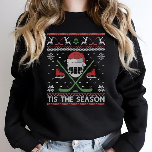 Tis The Season Hockey Ugly Sweatshirt, Christmas Hockey Sweatshirt, Christmas Gift For Hockey Player OV9SK