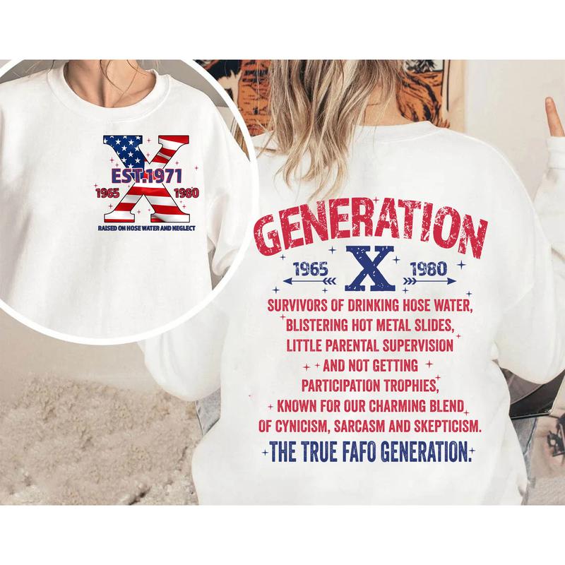 Est.Year Custom Proud Member Hose Water Flag Gen X 2 Side T-shirt, Gen X Shirt, Proud Member Generation 1965-1980 Shirt