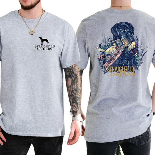 Straight Up Southern Dog Hunting T-Shirt 2 Sided, Gift For Men, Love, Athletic, Casual