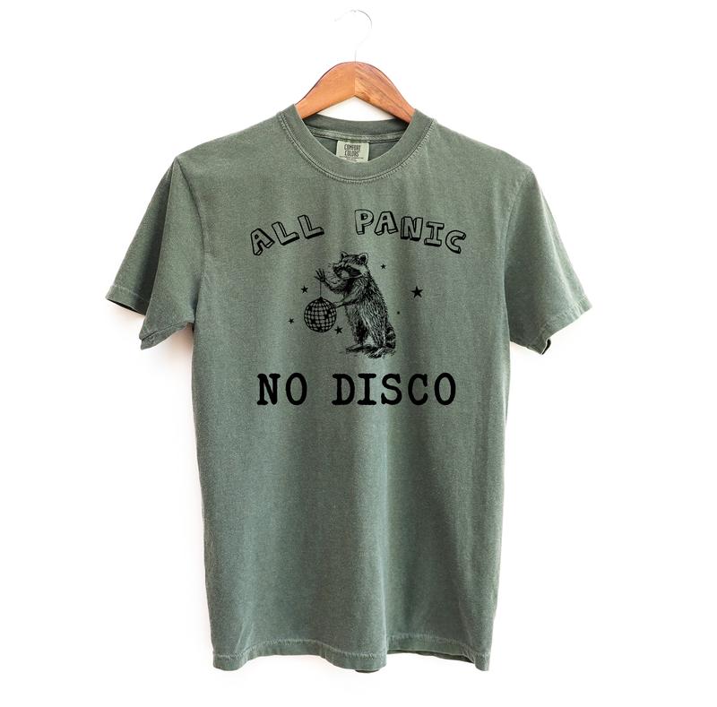 All Panic No Disco Graphic Tee, Raccoon Meme Comfort Colors Shirt