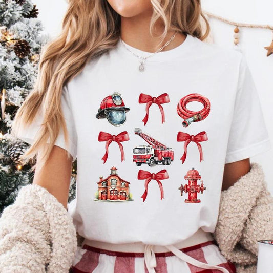 Coquette Firefighter Shirt , Comfort Colors Firefighter Shirt , Women's Firefighter Shirt Sweatshirt, Hoodie T-Shirt