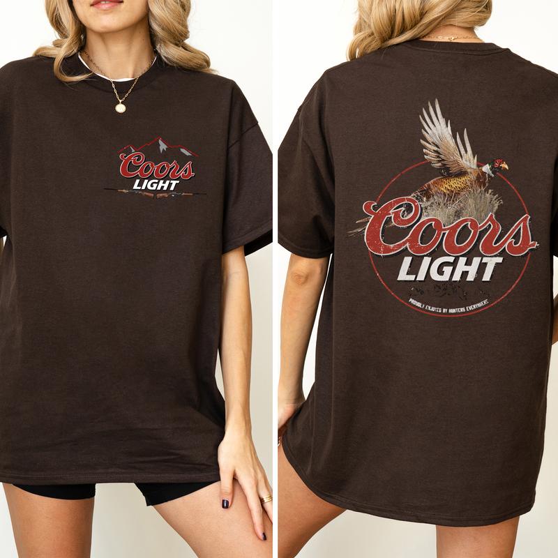 Coors Light Pheasant 2 Sided Shirt, Vintage Pheasant Hunting Graphic Printed Tshirt, Duck Hunt T-shirt, Unisex Hunter Tee, Cotton Casual Womenswear