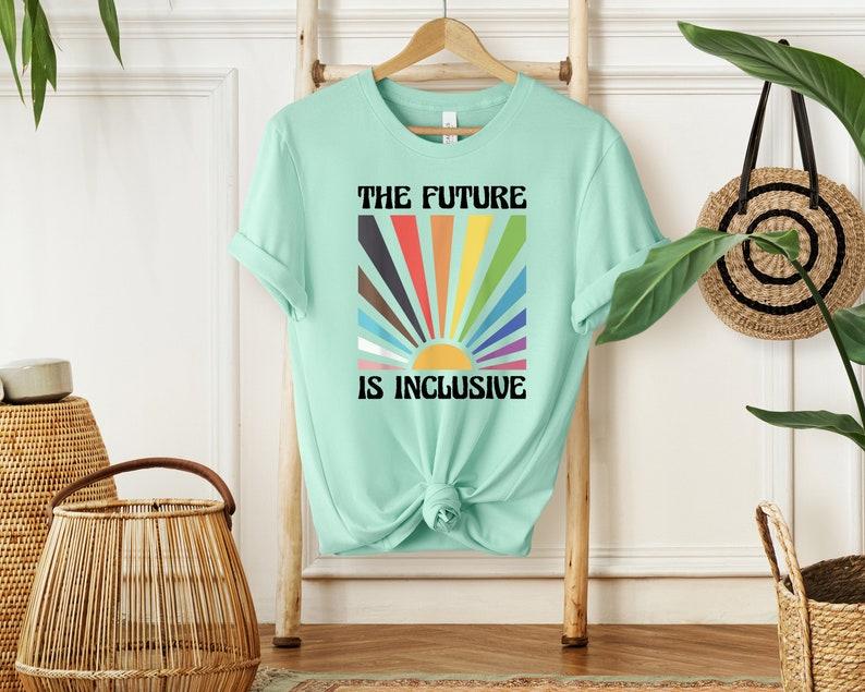 The Future is Inclusive Shirt, Rainbow Pride Tee, LGBTQ Gift, Progress Pride Shirt, Social Justice Shirt, Gay Pride TShirt Cotton Fabric Cotton Fabric