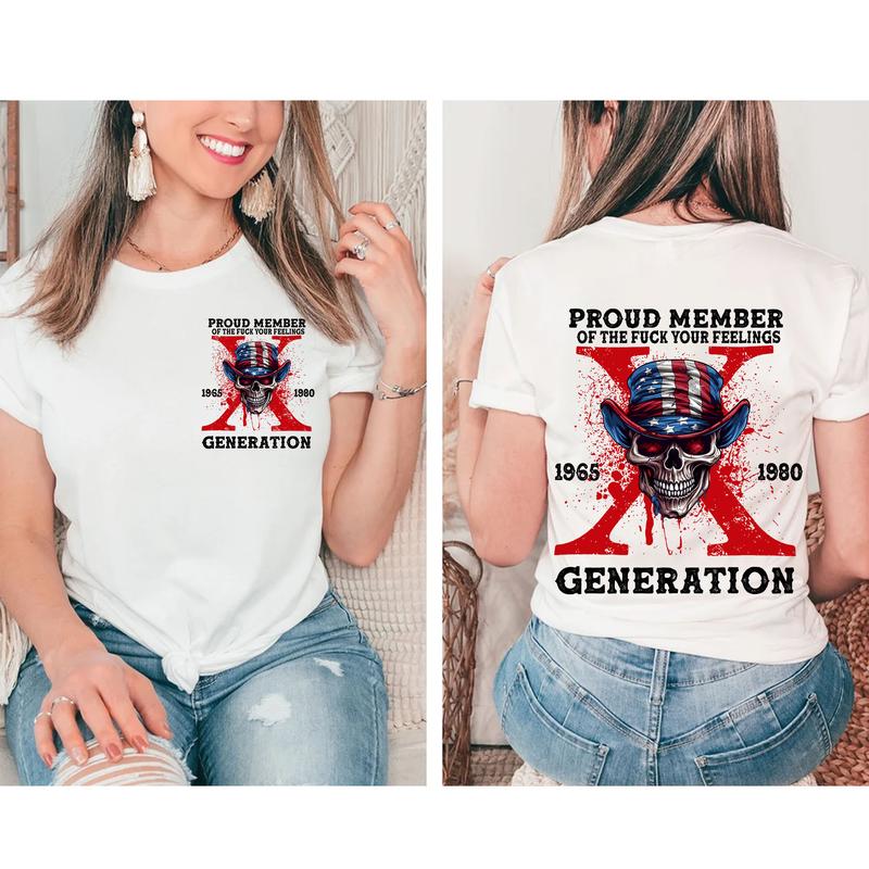 Gen X 2 Side T-shirt, Proud Member Flag Generation X Collection Shirt, Gen X Shirt, Flag Proud Member Generation 1965-1980 Shirt
