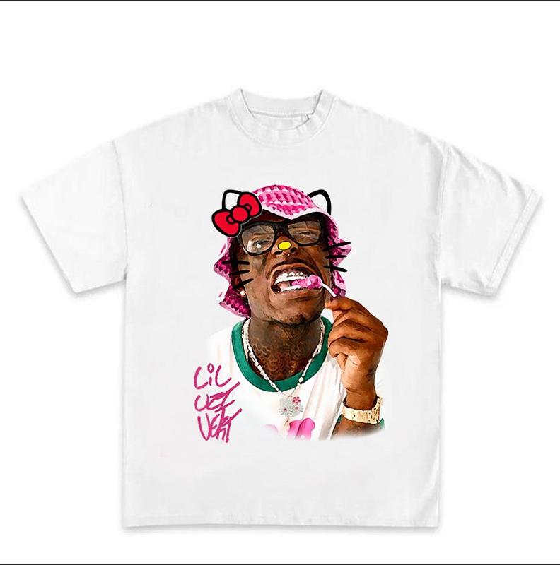 Lil Uziii Kitty Pink Tee Classic Cotton Top