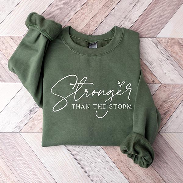 Stronger Than The Storm Sweatshirt, Boho Self Care T-Shirt, Inspirational Women Sweater, Christian Sweatshirt, Bible Verse Shirt