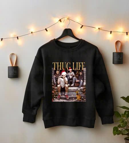 Thug Life Christmas Movie Friends Shirt, Christmas Friends Sweatshirt, Thug Life Movie Sweater, Christmas Gifts Casual Collar Cotton Fabric