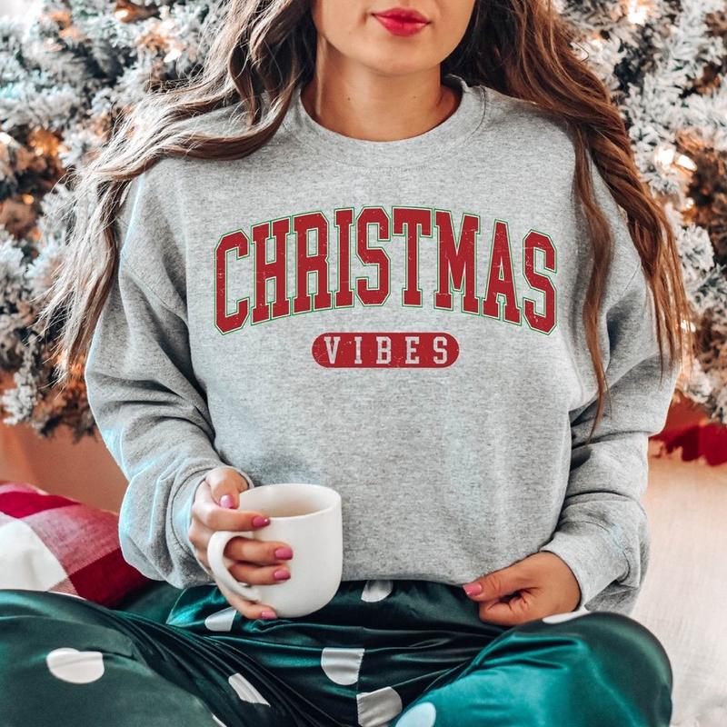 Christmas Vibes Sweatshirt, Womens Christmas Sweatshirt, Holiday Sweater, Cute Christmas Sweatshirt, Christmas Gift, Winter Shirt