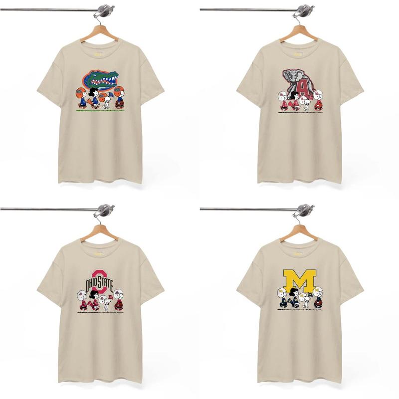 All Teams NCAA Football Snoopyy Sand Color T-Shirt, Cute Sand Color Football Shirt, Classic Fit Unisex Men Women Tee