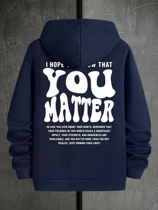 Letter Print Men's Casual Drawstring Hoodie, Regular Fit Sweatshirt for Spring & Fall, Fashionable Daily Men's Clothing