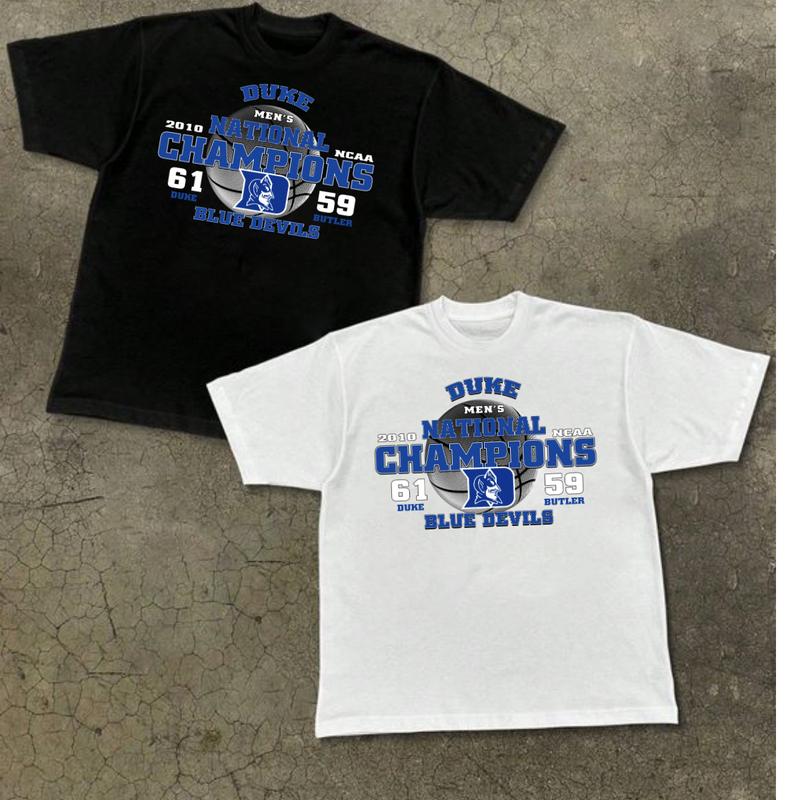 Duke NCAA National Champions 2010 T-Shirt Cotton Short-sleeve Retro Streetwear Tshirt Menswear Top