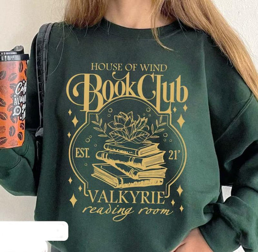 ACOTAR House Of Wind Book Club Sweatshirt, Book Club Night Court Velaris House Of Wind Library Sarah J Maas Throne of Glass, Valkyrie Reading Room SJM