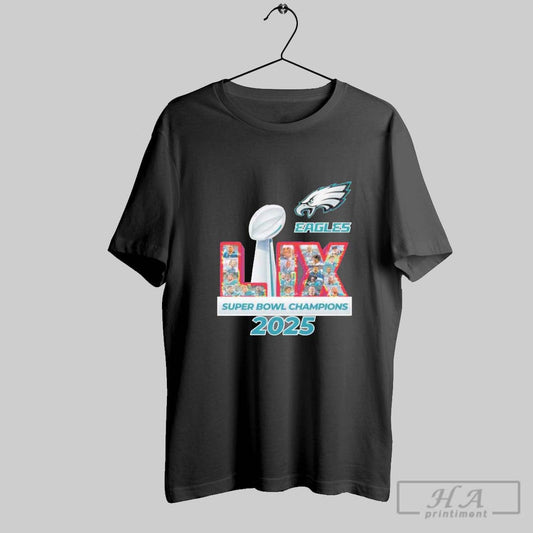 Philadelphia Eagles 2024 2025 Celebrating Super Bowl Lix Title Signatures T Shirt
