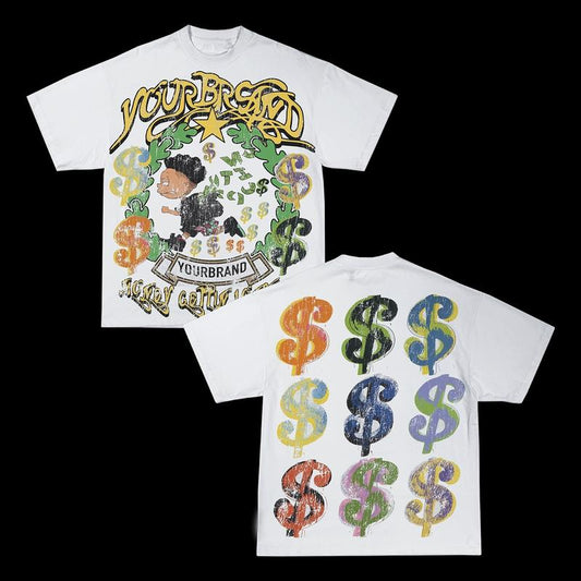 Y2K Graphic Chasing Money Personalize Printed Tshirt Casual Cotton