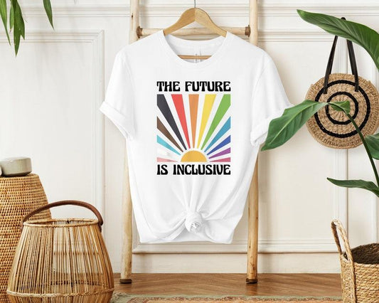 The Future is Inclusive Shirt, Rainbow Pride Tee, LGBTQ Gift, Progress Pride Shirt, Social Justice Shirt, Gay Pride TShirt Cotton Fabric Cotton Fabric