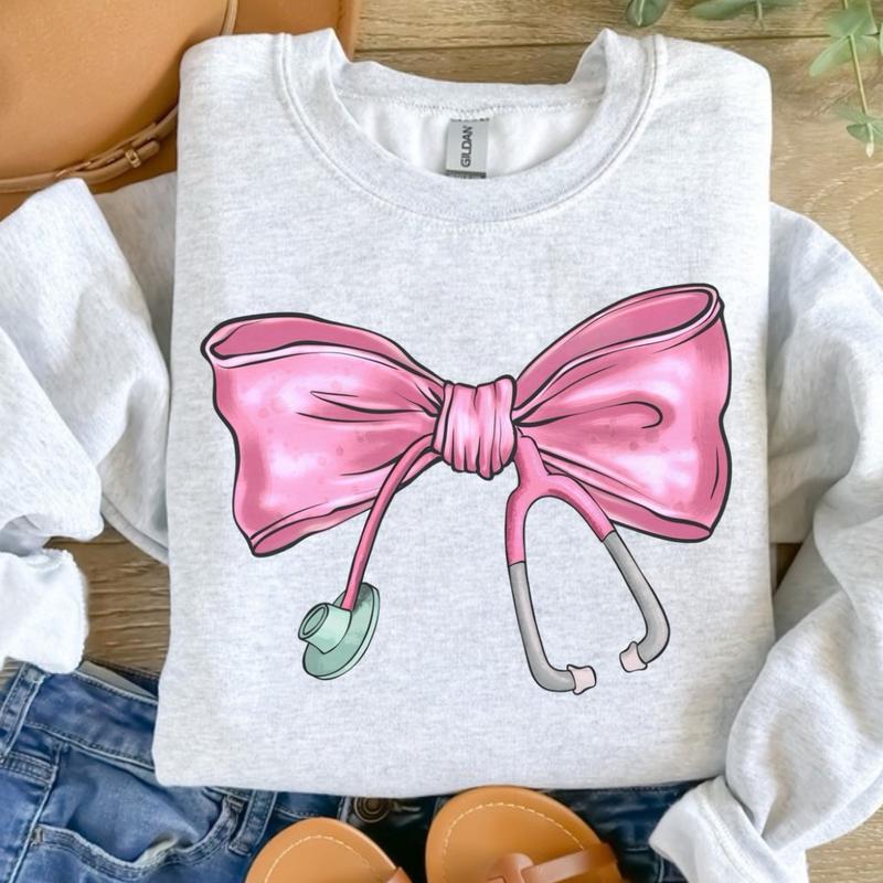 Stethoscope Bow Sweatshirt - Ash Grey - Sweatshirt