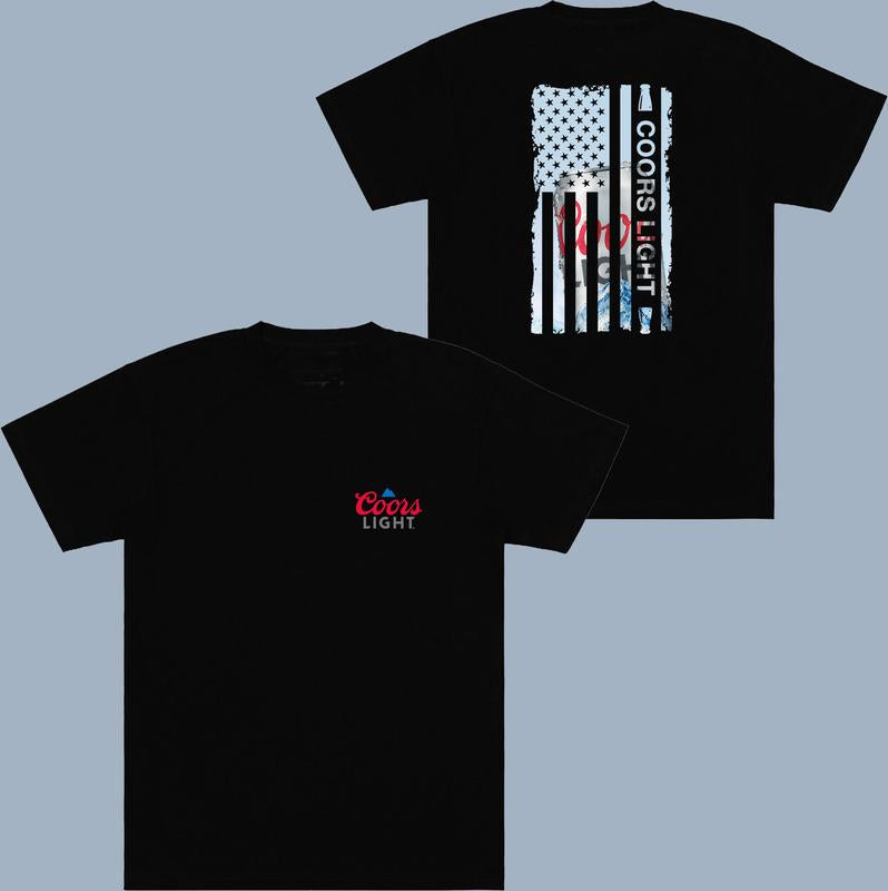 Coors Light Us Flag T-shirt - 2 Side - Shades For Everyone - Multiple Fashion Choices - Fit For All - Everyday Basics
