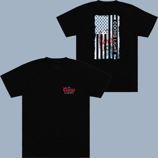 Coors Light Us Flag T-shirt - 2 Side - Shades For Everyone - Multiple Fashion Choices - Fit For All - Everyday Basics