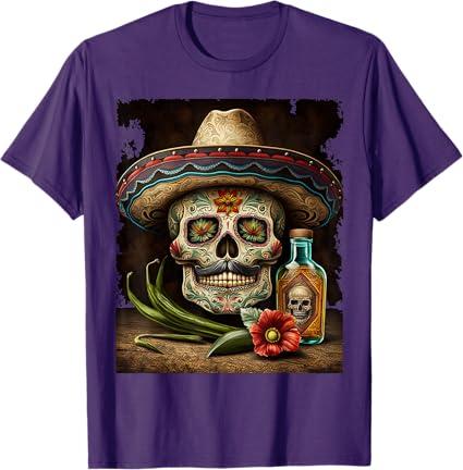 Mexican Sugar Skull Tequila Sombrero Cinco De Mayo Men Women T-Shirt