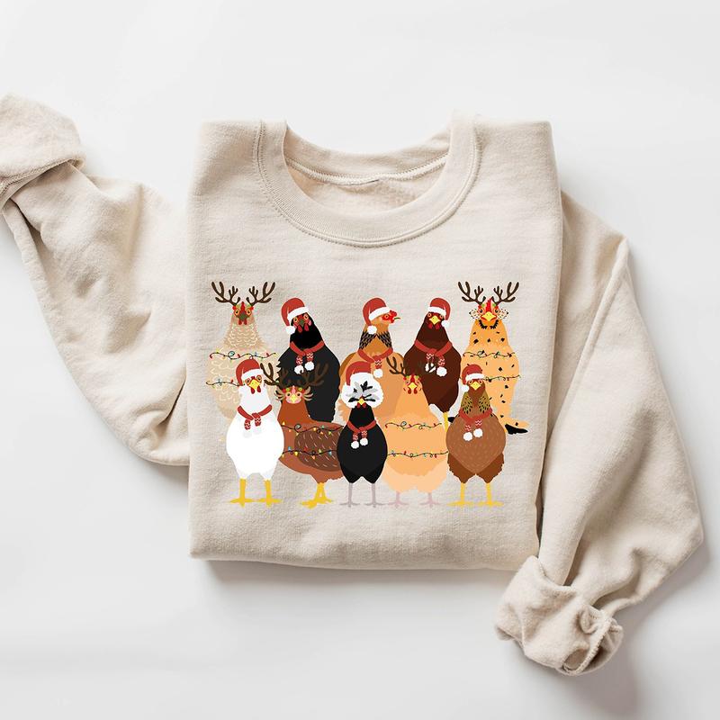 Christmas Chickens Crewneck Sweatshirt, Hoodie, T-shirt
