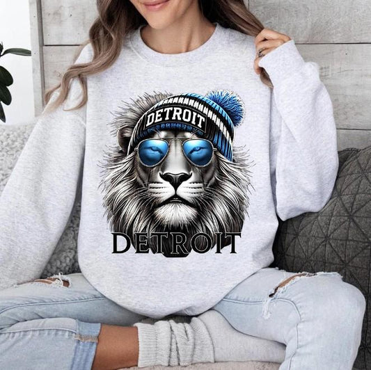 Detroit Football Crewneck Sweatshirt, Football Mascot Lion Shirt, Game Day Shirt, Detroit Lover Gift