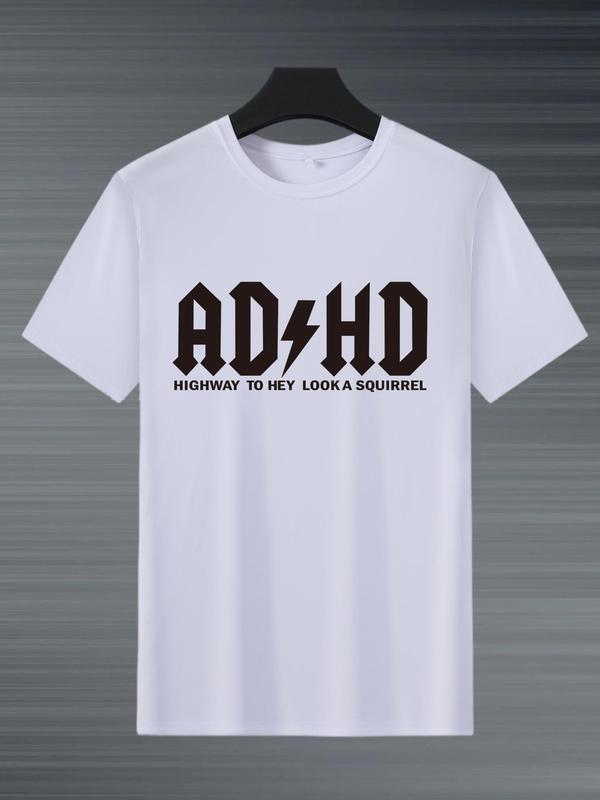 Men's Letter Print Round Neck GraphicÂ Tee, Regular FitÂ Casual Short Sleeve T-shirt for Summer, Men's Top for Daily Wear