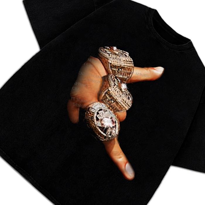 The G.O.A.T 3 Rings T-Shirt Greatest Of All Time T-Shirt Crewneck Cotton