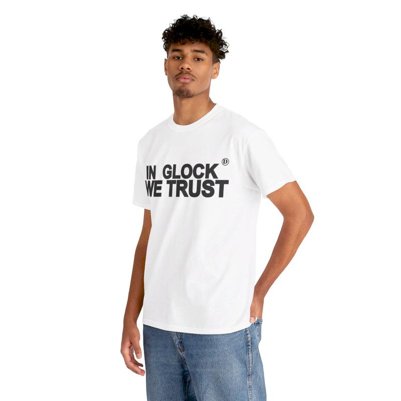 Vintage In Glock We Trust Y2k 90s Hip-Hop Vibes Heavy Cotton Graphic T-Shirt Tshirt Shirt HipHop Rap Tee Casual Classic Menswear Retro Top Comfy Stree