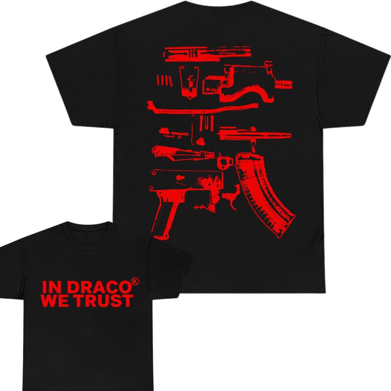 IN DRACO WE TRUST Tshirt , Design Color Red - Full Color , Double Side ,Menswear & Womenswear Tops T-shirt