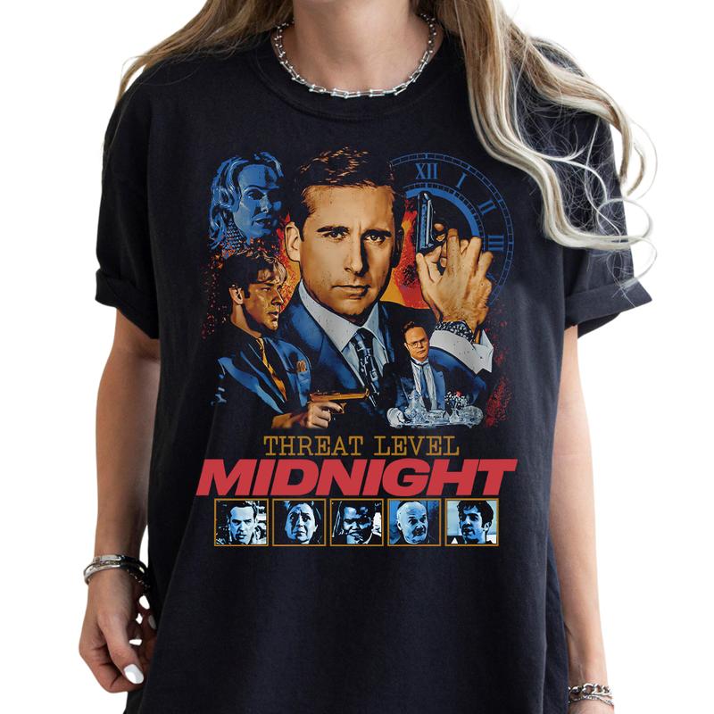 Comfort Colors The Office Threat Level Midnight Shirt, Cotton Unisex Shirts, Crew Neck, Size S- 3XL, Menswear Top, Womenswear Top Underwear Streetwear