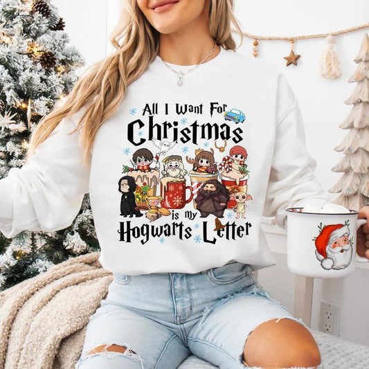 All I Want For Chrsitmas Is Hogwarts Letter Harry Potter Christmas Coffee Cup Sweathirt Womenswear Hoodie
